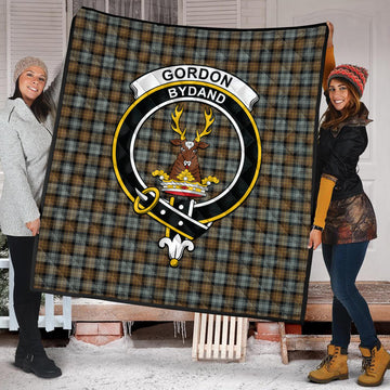 Gordon Weathered Tartan Quilt with Family Crest