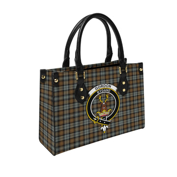 Gordon Weathered Tartan Leather Bag with Family Crest