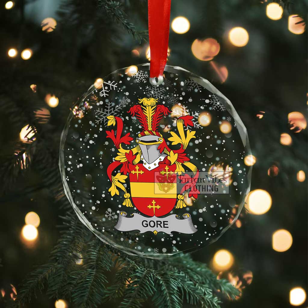 Tartan Vibes Clothing Gore Irish Clan Christmas Glass Ornament with Coat of Arms