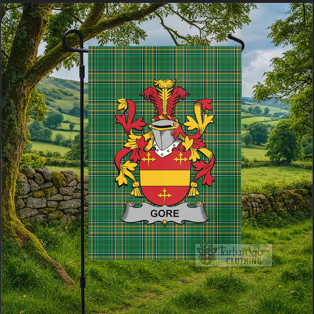 Gore Irish Clan Tartan Flag with Coat of Arms