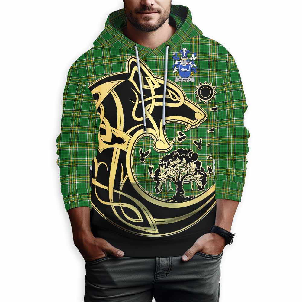 Gorman Irish Tartan Hoodie with Coat of Arms Celtic Wolf Style Pullover Hoodie - Tartan Vibes Clothing