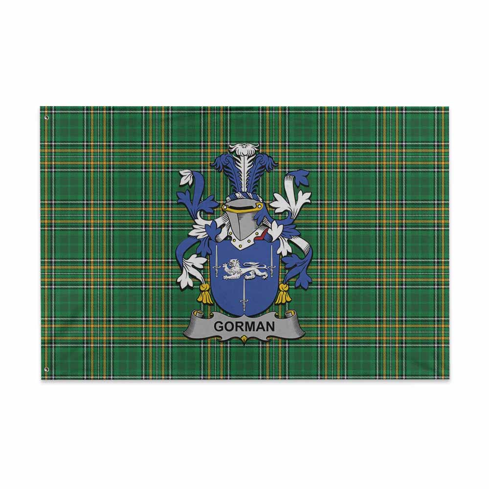 Tartan Vibes Clothing Gorman Irish Clan Tartan House Flag with Coat of Arms