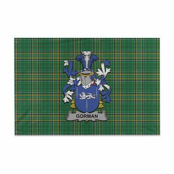 Gorman Irish Clan Tartan House Flag with Coat of Arms