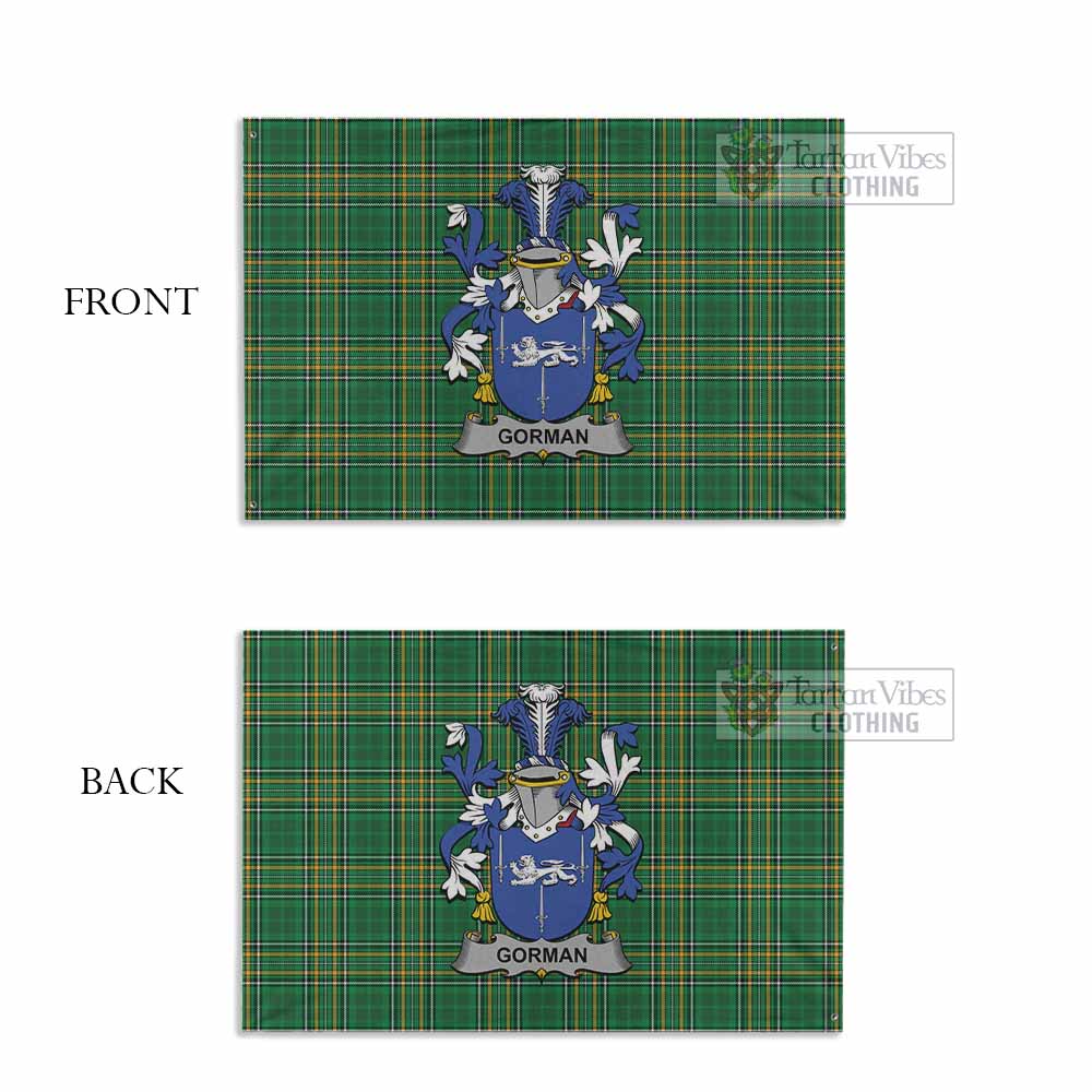 Tartan Vibes Clothing Gorman Irish Clan Tartan House Flag with Coat of Arms