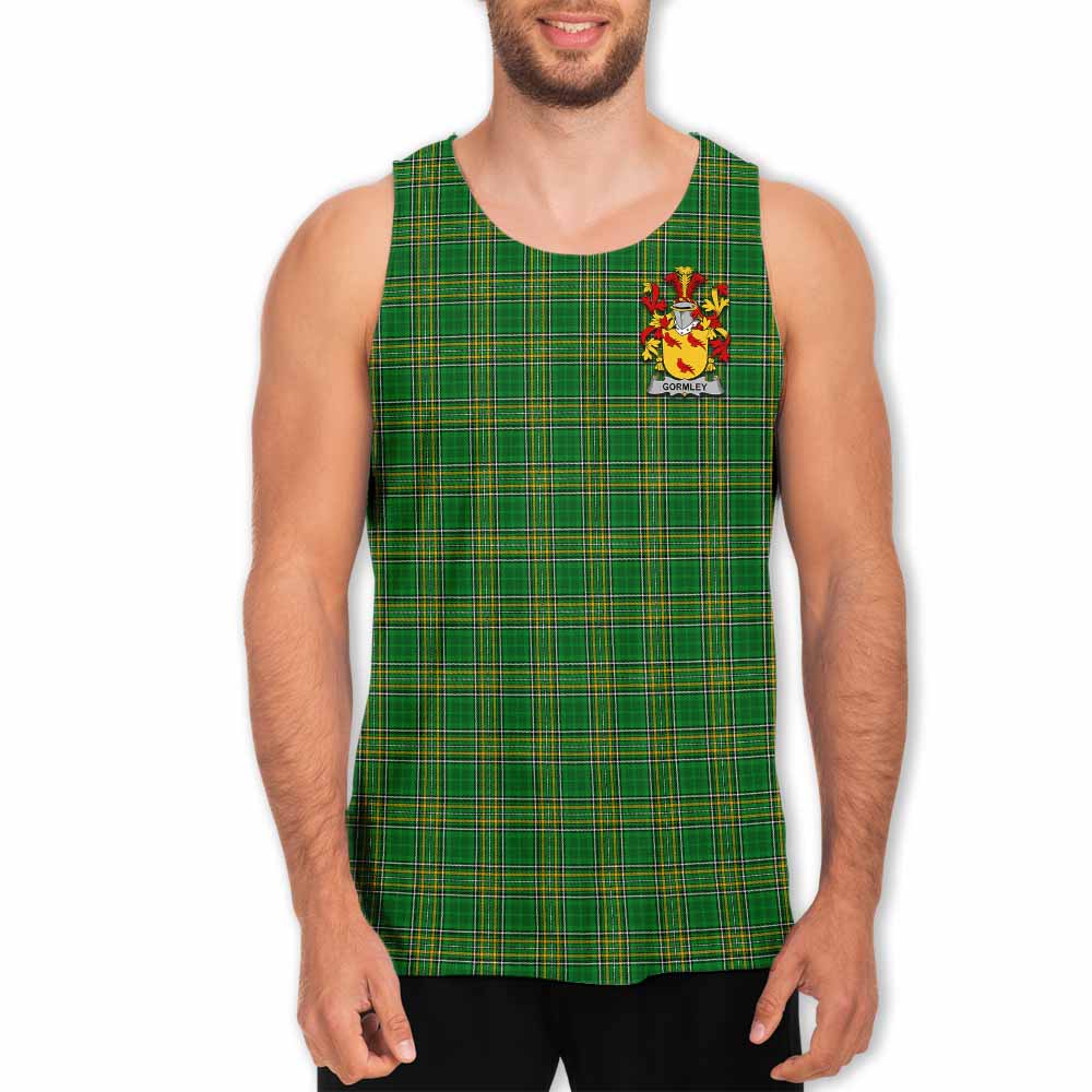 Tartan Vibes Clothing Gormley Irish Clan Tartan Men's Tank Top with Coat of Arms