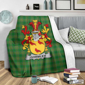 Tartan Vibes Clothing Gormley Irish Clan Tartan Blanket with Coat of Arms