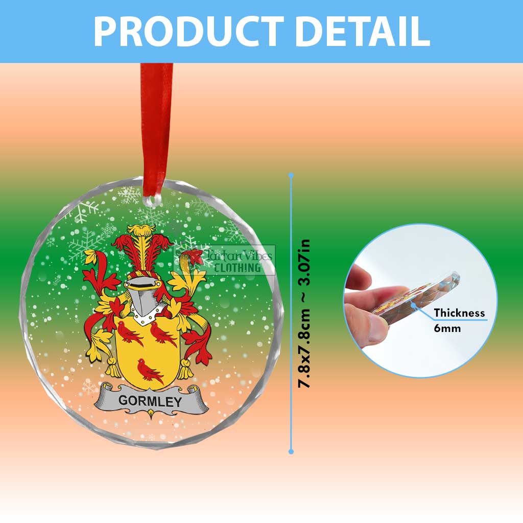 Tartan Vibes Clothing Gormley Irish Clan Christmas Glass Ornament with Coat of Arms