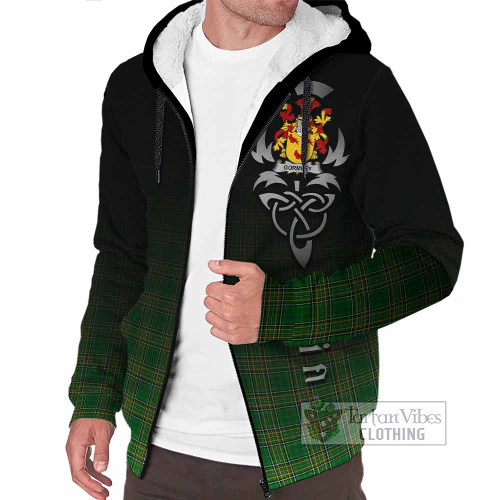 Tartan Vibes Clothing Gormley Irish Clan Sherpa Hoodie with Coat of Arms Erin Go Bragh Celtic Inspired