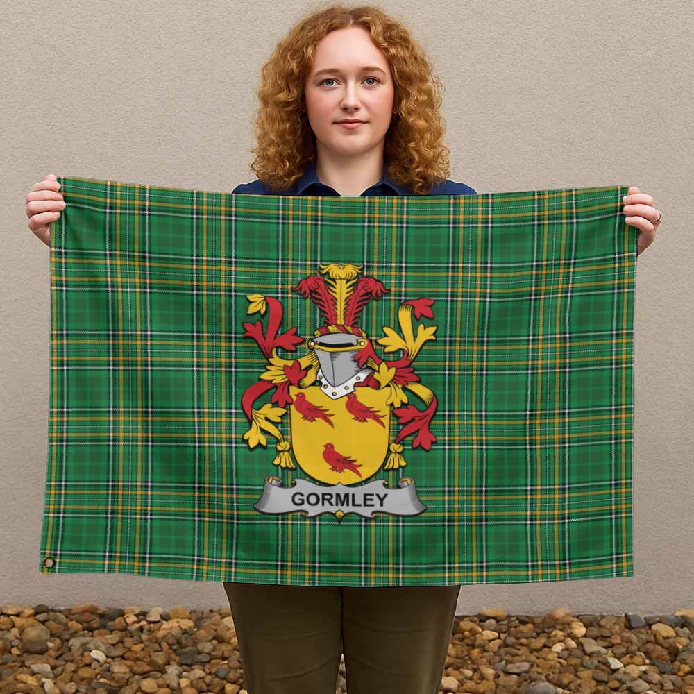 Tartan Vibes Clothing Gormley Irish Clan Tartan House Flag with Coat of Arms