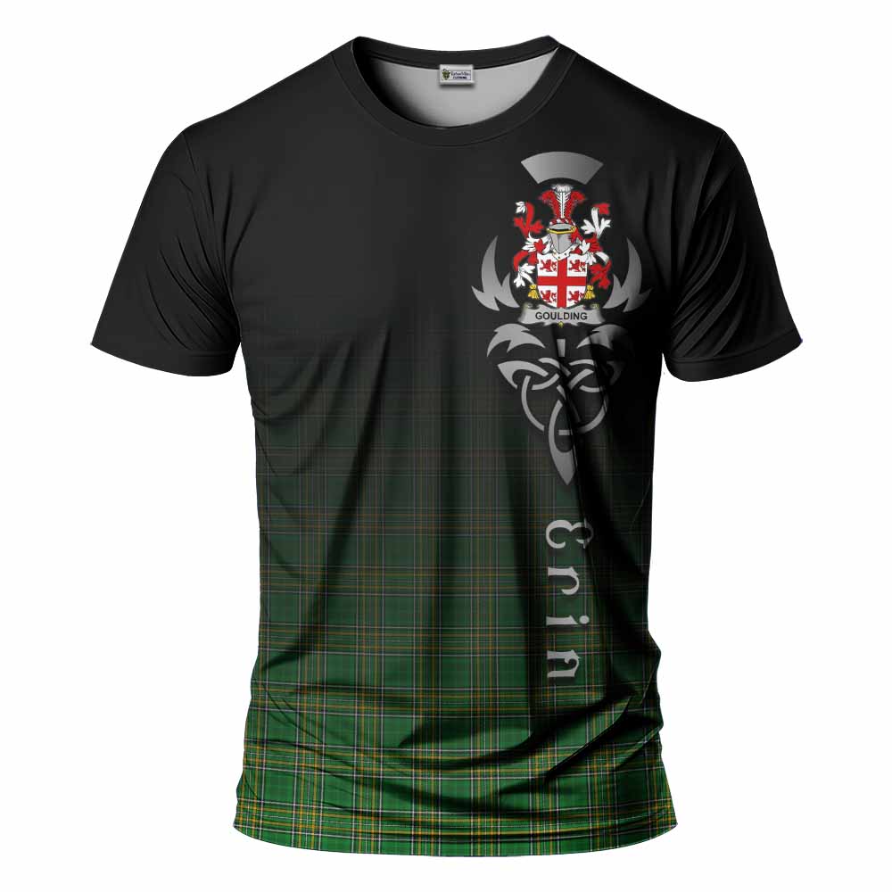 Tartan Vibes Clothing Goulding Irish Clan T-Shirt with Coat of Arms Erin Go Bragh Celtic Inspired