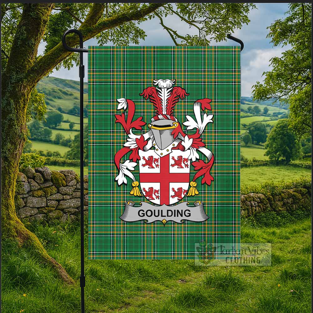 Goulding Irish Clan Tartan Flag with Coat of Arms