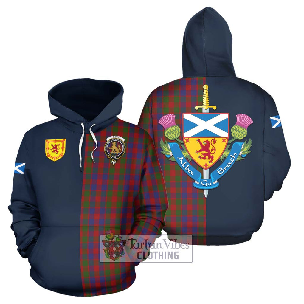 Gow Tartan Hoodie Alba with Scottish Lion Royal Arm Half Style Zip Hoodie - Tartan Vibes Clothing