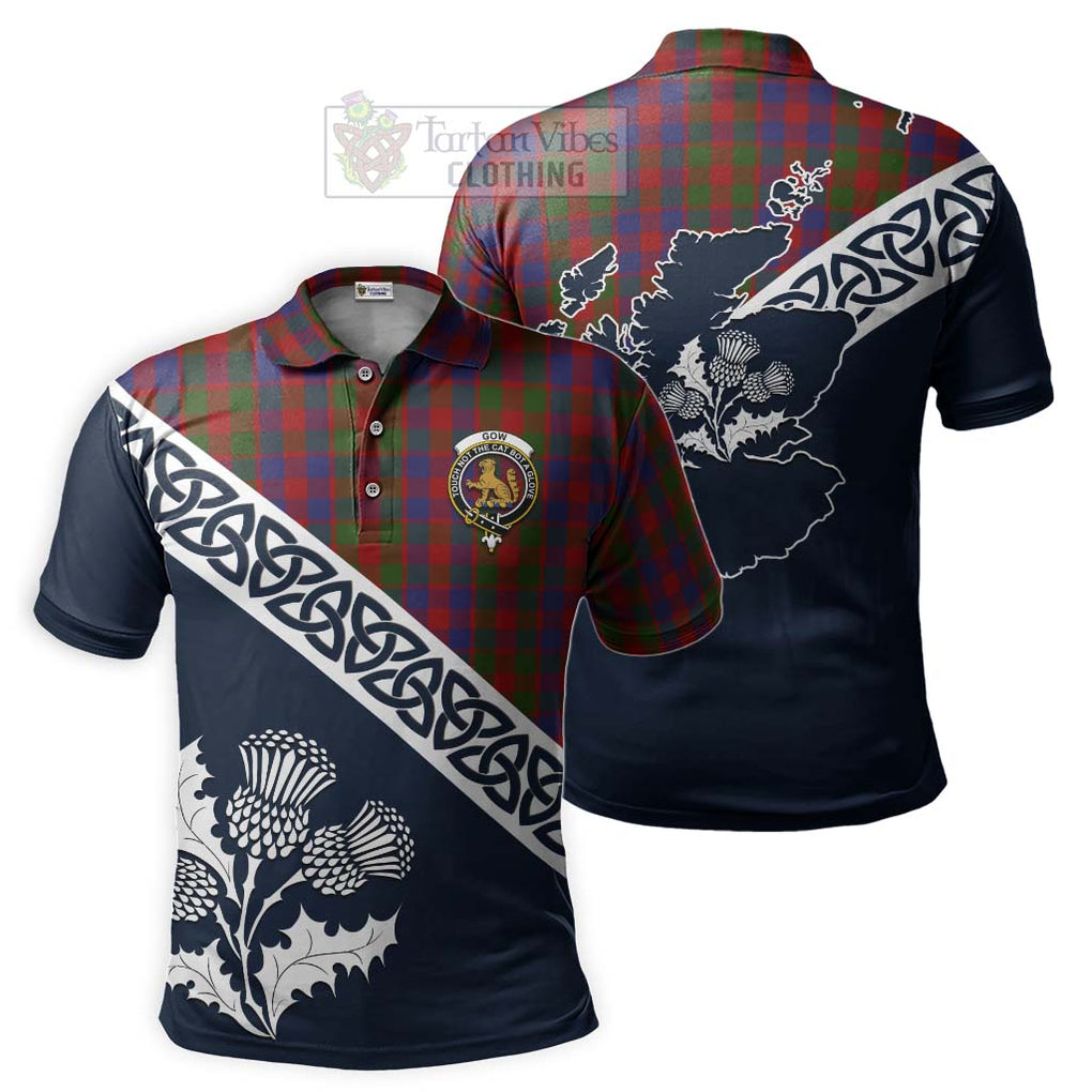 Gow Tartan Polo Shirt Featuring Thistle and Scotland Map Kid - Tartanvibesclothing Store