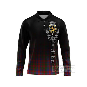 Gow Tartan Long Sleeve Polo Shirt Featuring Alba Gu Brath Family Crest Celtic Inspired Unisex - Tartan Vibes Clothing