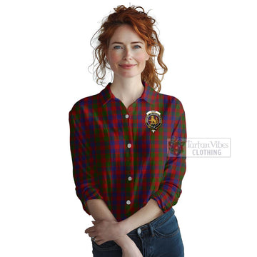 Gow Tartan Women's Casual Shirt with Family Crest and Bearded Skull Holding Bottles of Whiskey Female - Tartan Vibes Clothing