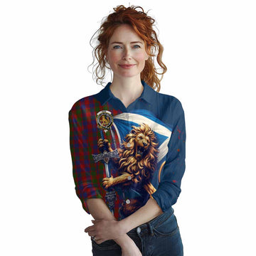Gow Tartan Family Crest Women's Casual Shirt with Scottish Majestic Lion Female - Tartan Vibes Clothing