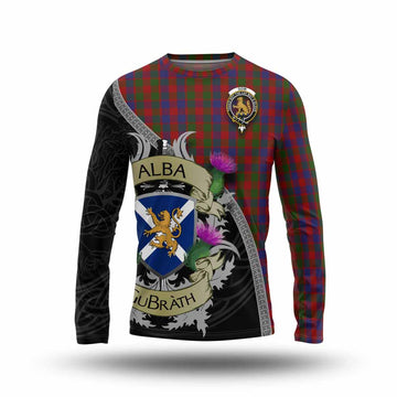 Gow Tartan Family Crest Long Sleeve T-Shirt Lion Rampant Royal Thistle Shield Celtic Inspired Unisex - Tartan Vibes Clothing