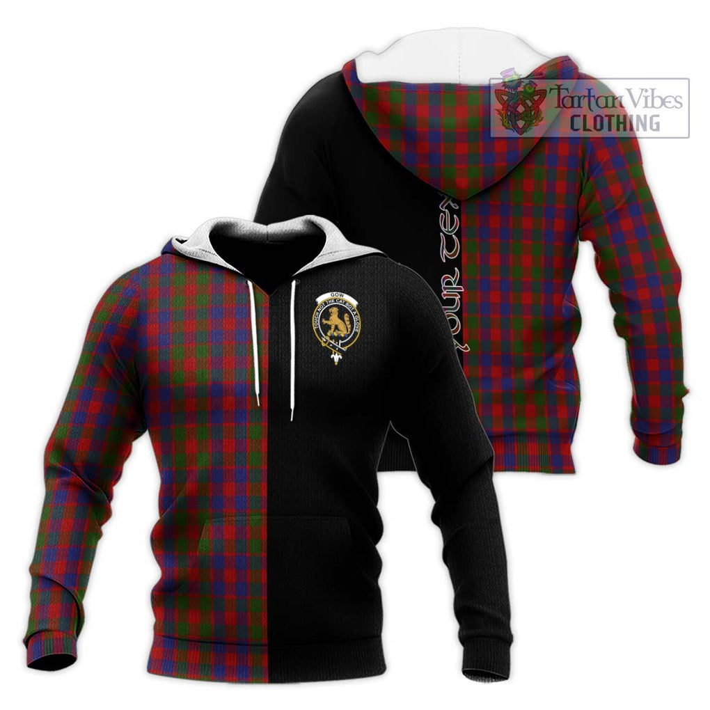 Gow Tartan Knitted Hoodie with Family Crest and Half Of Me Style Unisex Knitted Pullover Hoodie - Tartanvibesclothing Shop