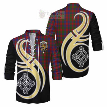 Gow Tartan Ghillie Kilt Shirt with Family Crest and Celtic Symbol Style Men - Tartan Vibes Clothing
