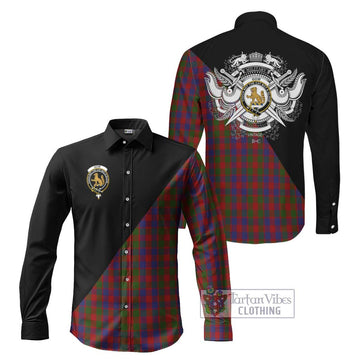 Gow Tartan Long Sleeve Button Shirt with Family Crest and Military Logo Style Men's Shirt S - Tartanvibesclothing Shop