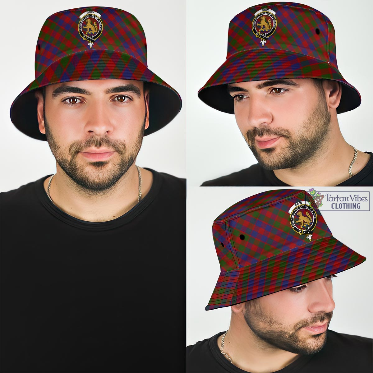 Gow Tartan Bucket Hat with Family Crest Bucket Hat One Size - Tartan Vibes Clothing