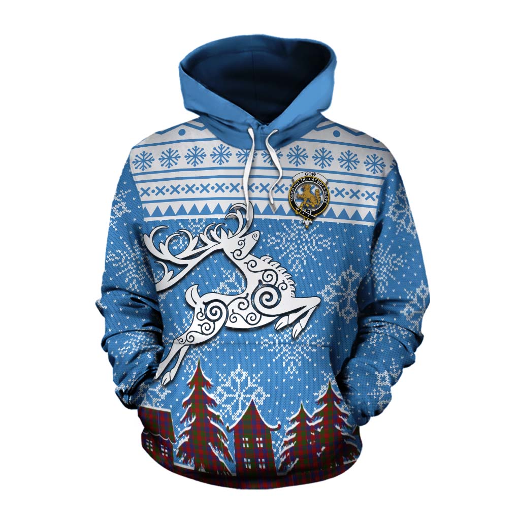 Gow Clan Christmas Cotton Hoodie Celtic Reindeer Style Pullover Hoodie XS - Tartan Vibes Clothing