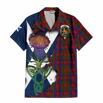Tartan Vibes Clothing Gow Tartan Family Crest Short Sleeve Button Shirt Scottish Thistle Celtic Inspired