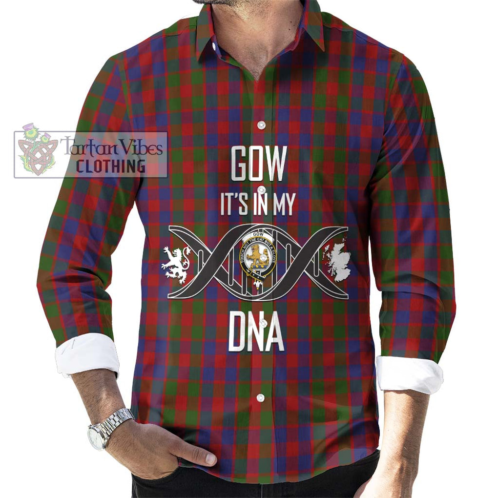 Gow Tartan Long Sleeve Button Shirt with Family Crest DNA In Me Style Men's Shirt S - Tartanvibesclothing Shop