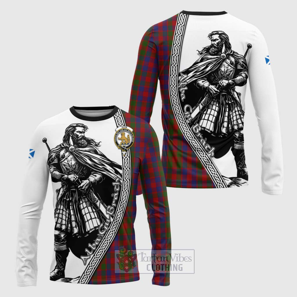 Gow Tartan Clan Crest Long Sleeve T-Shirt with Highlander Warrior Celtic Style Unisex - Tartan Vibes Clothing
