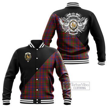 Gow Tartan Baseball Jacket with Family Crest and Military Logo Style Unisex - Tartan Vibes Clothing