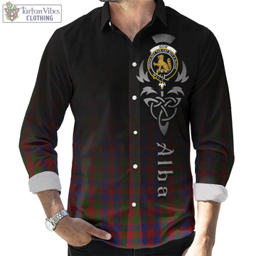 Gow Tartan Long Sleeve Button Up Featuring Alba Gu Brath Family Crest Celtic Inspired Men's Shirt - Tartan Vibes Clothing