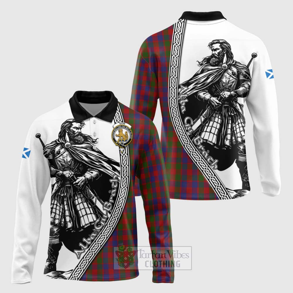 Gow Tartan Clan Crest Long Sleeve Polo Shirt with Highlander Warrior Celtic Style Unisex - Tartan Vibes Clothing