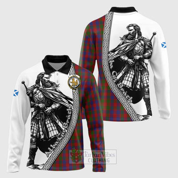 Gow Tartan Clan Crest Long Sleeve Polo Shirt with Highlander Warrior Celtic Style Unisex - Tartan Vibes Clothing
