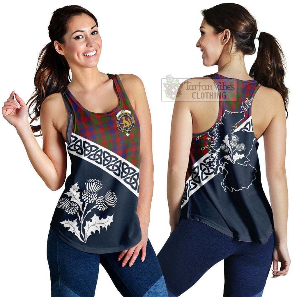 Gow Tartan Women's Racerback Tanks Featuring Thistle and Scotland Map 4XL - Tartan Vibes Clothing