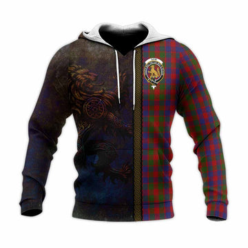 Gow Tartan Family Crest Knitted Hoodie Alba Gu Brath Be Brave Lion Ancient Style Unisex Knitted Pullover Hoodie - Tartan Vibes Clothing