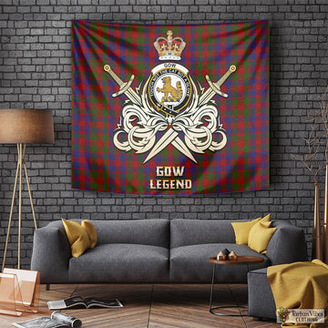 Gow Tartan Tapestry with Clan Crest and the Golden Sword of Courageous Legacy Tapestry - Tartan Vibes Clothing