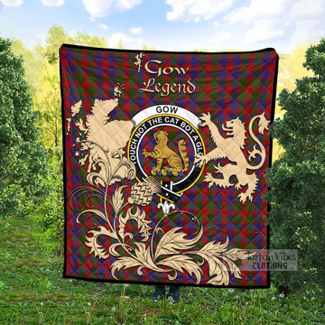 Tartan Vibes Clothing Gow Tartan Quilt with Family Crest and Scottish Symbol Style