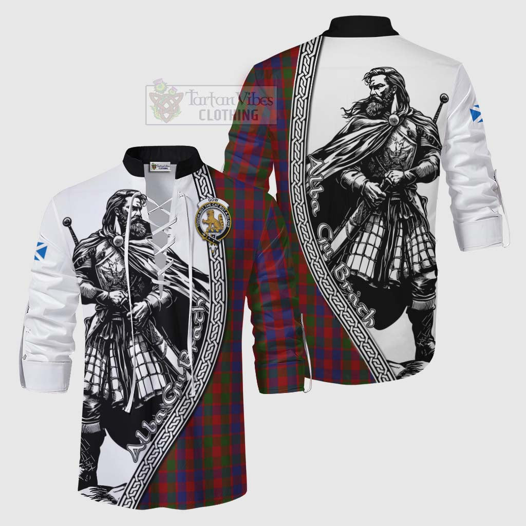 Gow Tartan Clan Crest Ghillie Kilt Shirt with Highlander Warrior Celtic Style Men - Tartan Vibes Clothing