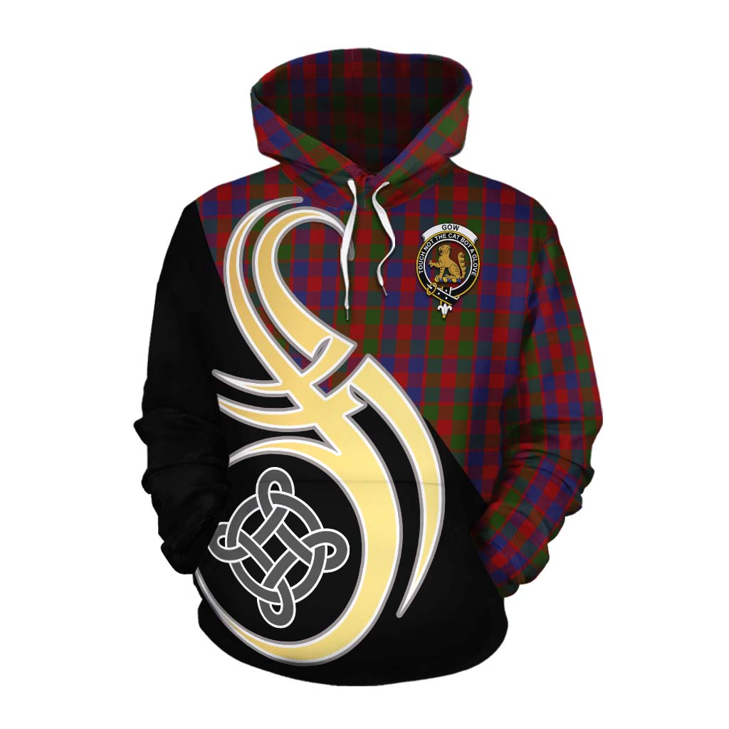 Gow Tartan Cotton Hoodie with Family Crest and Celtic Symbol Style Pullover Hoodie XS - Tartan Vibes Clothing