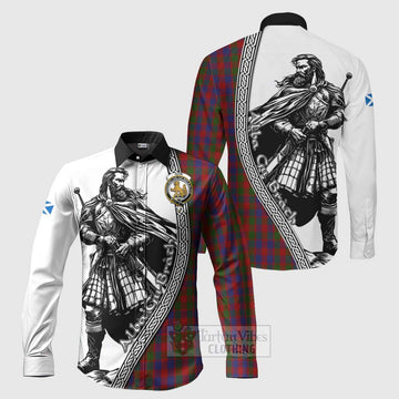 Gow Tartan Clan Crest Long Sleeve Button Shirt with Highlander Warrior Celtic Style Men's Shirt S - Tartan Vibes Clothing