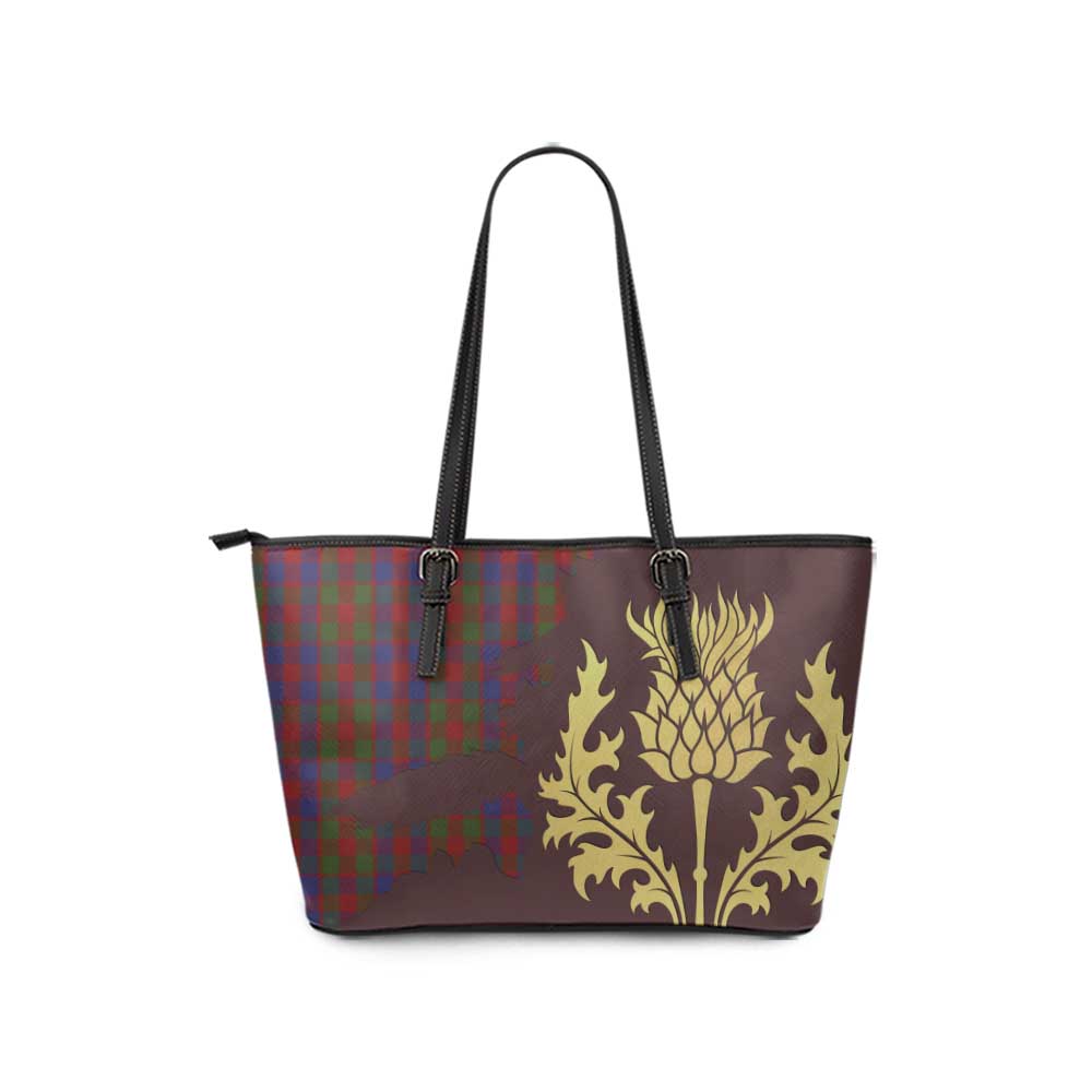 Gow Tartan Leather Tote Bag Gold Thistle Style - Tartan Vibes Clothing