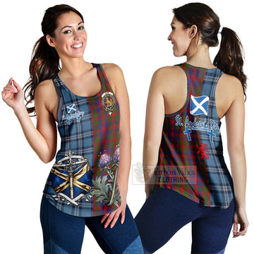Gow Tartan Women's Racerback Tanks Happy St. Andrew's Day Half Tartan Style 4XL - Tartan Vibes Clothing