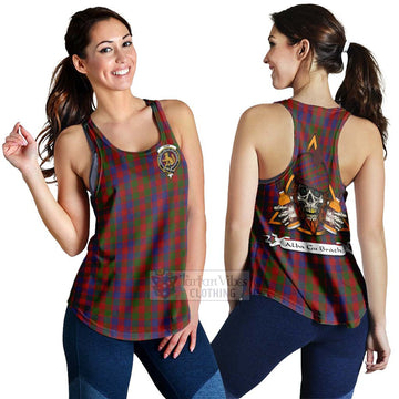 Gow Tartan Women's Racerback Tanks with Family Crest and Bearded Skull Holding Bottles of Whiskey 4XL - Tartan Vibes Clothing