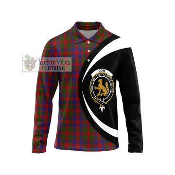 Gow Tartan Long Sleeve Polo Shirt with Family Crest Circle Style Unisex - Tartan Vibes Clothing