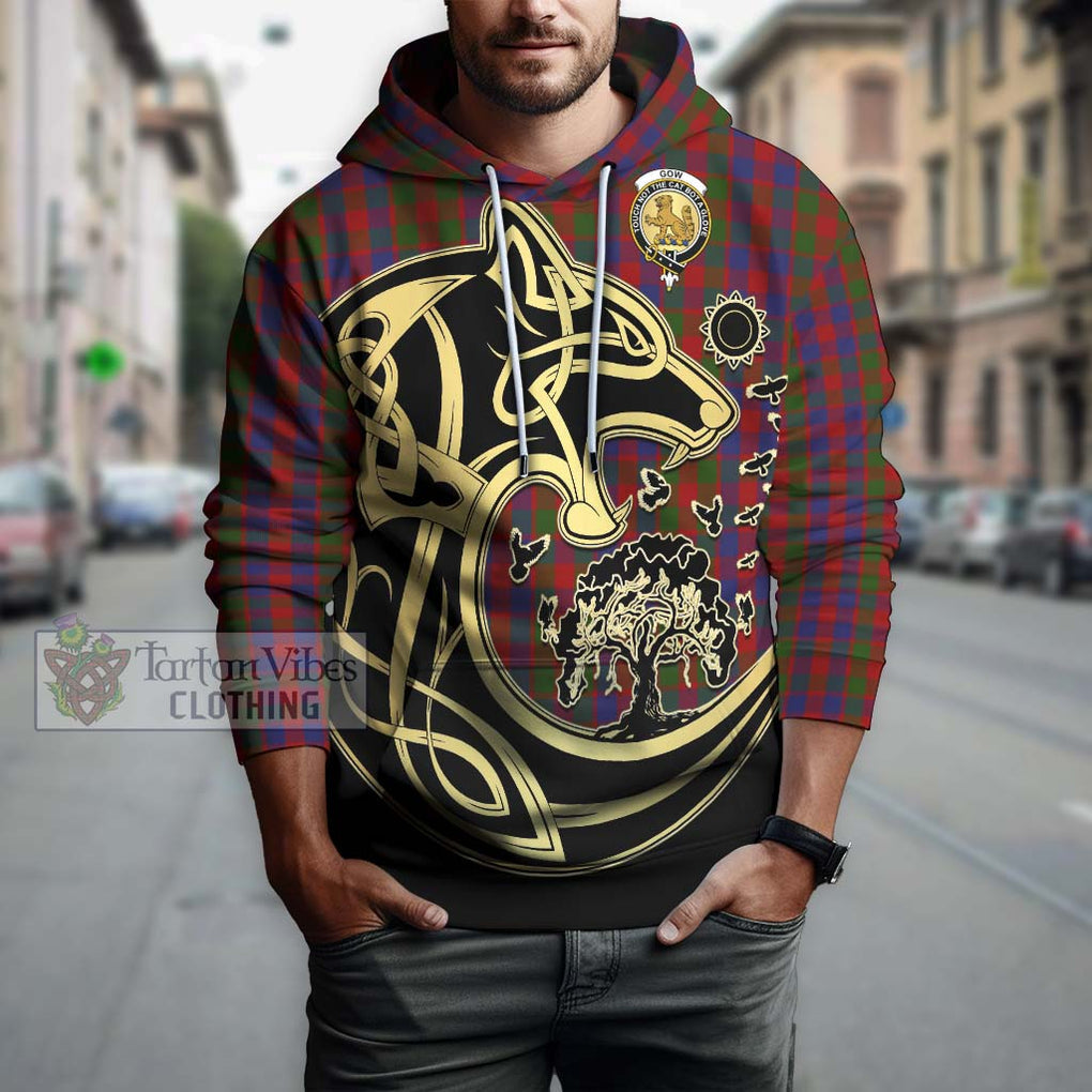 Gow Tartan Hoodie with Family Crest Celtic Wolf Style Zip Hoodie - Tartan Vibes Clothing
