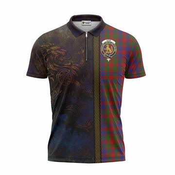 Gow Tartan Family Crest Zipper Polo Shirt Alba Gu Brath Be Brave Lion Ancient Style Unisex - Tartan Vibes Clothing