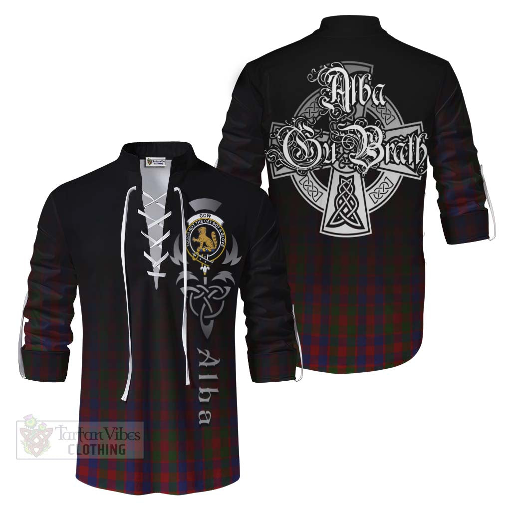 Gow Tartan Ghillie Kilt Shirt Featuring Alba Gu Brath Family Crest Celtic Inspired Men - Tartan Vibes Clothing
