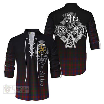 Gow Tartan Ghillie Kilt Shirt Featuring Alba Gu Brath Family Crest Celtic Inspired Men - Tartan Vibes Clothing