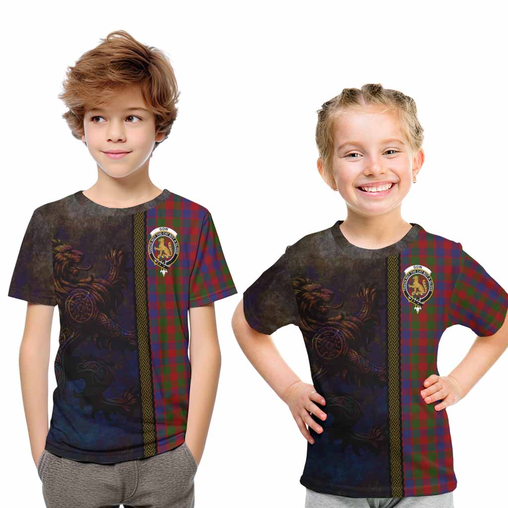 Gow Tartan Family Crest Kid T-Shirt Alba Gu Brath Be Brave Lion Ancient Style Youth XL Size14 - Tartan Vibes Clothing