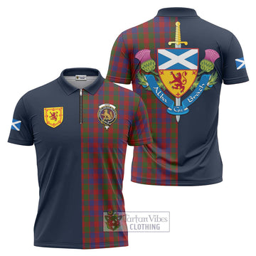 Gow Tartan Zipper Polo Shirt Alba with Scottish Lion Royal Arm Half Style Unisex - Tartan Vibes Clothing